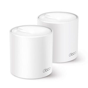TP-Link Deco X50 (2-Pack) Sistema WiFi 6 AI Mesh AX3000 Dual Band 2,4 GHz/5 GHz, Cobertura de até 420 m², 3 Portas Gigabit por Unidade, Canal de Banda 160 MHz, ODFMA, 1024QAM, Branco.
