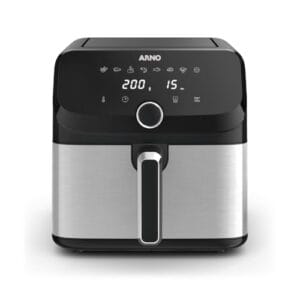 Fritadeira Sem Óleo Arno Air Fryer Mega Digital 7,5L AFD7, 1700W, Inox e Preta, Painel Touch, 8 Funções, Antiaderente, 220V