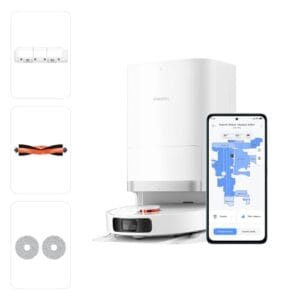 Xiaomi Robot Vacuum X20+ com estação base inteligente multifuncional 6000Pa, potência de sucção, navegação a laser LDS, controle de voz, molhado e seco, 4 L, 30 W, C101, branco