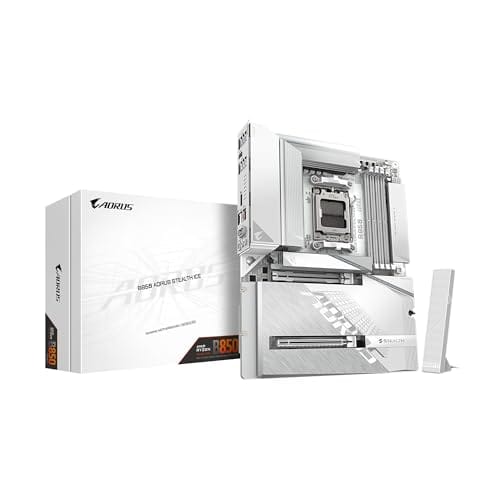 GIGABYTE Placa-mãe B850 AORUS STEALTH ICE AMD AM5, ATX, DDR5, 4x M.2, PCIe 5.0, USB-C, WIFI7, LAN 5GbE, EZ-Latch,