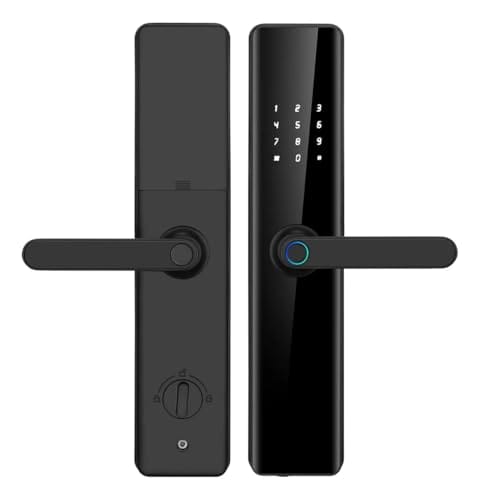 Fechadura Eletronica Digital 4 maneiras de desbloqueio Com Biometria Senha Tuya Wi-fi Cor Preta