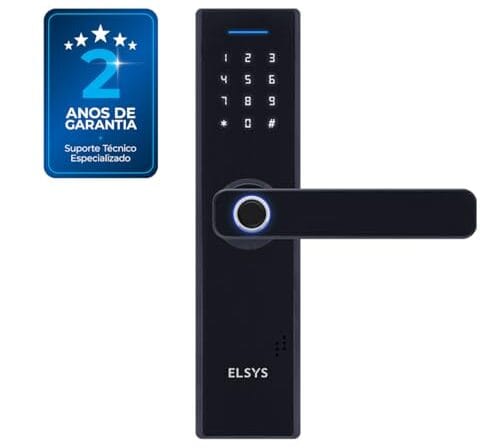 Fechadura Digital de Embutir com Biometria, Elsys, ESF-DE2000B, Preta - Abertura via Biometria e Senha Numérica