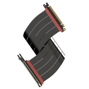 LINKUP - AVA5 Armour Cabo de elevação PCIe 5.0 | Pronto para RTX5090 RX9070 GPU | velocidade x16 128GB/s | compatível com PCIE 4.0 e WRX80/WRX90E | Ângulo esquerdo preto 40 cm (comprimento comprimento