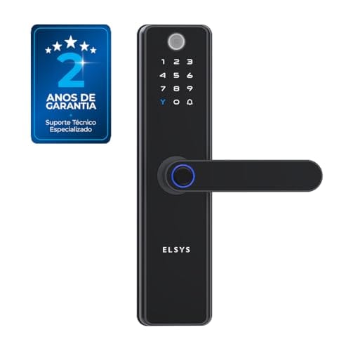 Fechadura Digital de Embutir, Wi-Fi com Biometria, Elsys, SAX, Preta - Abertura via Biometria, Senha Numérica, Aplicativo, Campainha