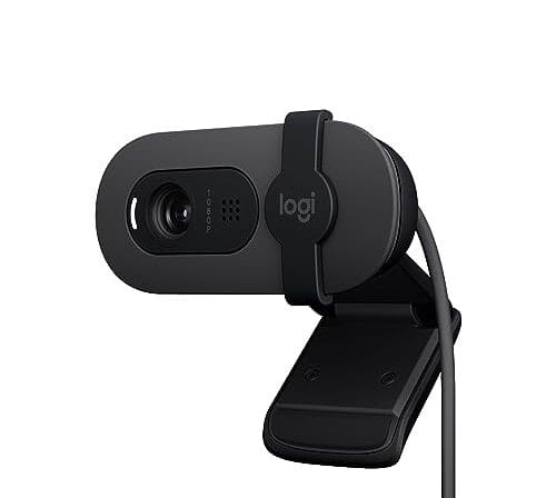 Webcam Full HD Logitech Brio 100 com Microfone Integrado, Proteção de Privacidade, Correção Automática de Luz e Conexão USB-A - Grafite