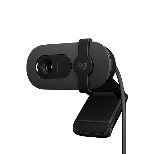 Webcam Full HD Logitech Brio 100 com Microfone Integrado, Proteção de Privacidade, Correção Automática de Luz e Conexão USB-A - Grafite