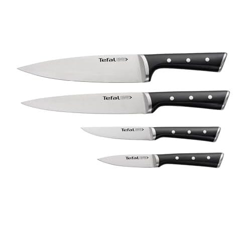 Kit de Facas 4 Peças Ice Force: Descascador 9 cm, Chef 20 cm, Faca universal 11 cm, Faca de corte 20 cm - Feita de Aço Inox Alemão, Cabo Ergonômico e Versátil