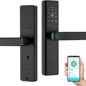 Fechadura Digital Biométrica Inteligente 5 em 1 - Tuya Wi-Fi Fechadura Eletronica Digital, Maçaneta Eletronica com Cilindro de Fechadura para escritório em casa