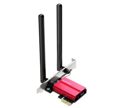 Placa de rede PCI Express Wi-Fi 6 AXE5400 MA86XE Com Bluetooth 5.3 I Adaptador Wi-Fi 6 para PC Compatível Com Windows 10 e 11 I Melhor Placa Wi-Fi 6 para Jogos Alta Velocidade Internet Baixa Latência