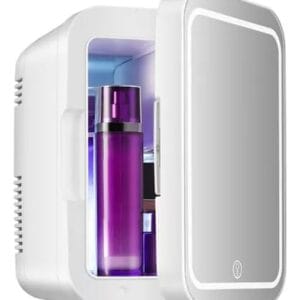 Geladeira Portátil para Maquiagem, Mini Refrigerado com Espelho, 40DB Ultra Silencioso, Controle por Toque, 10h de Resfriamento Contínuo, Ideal para Quarto, Salão e Carro