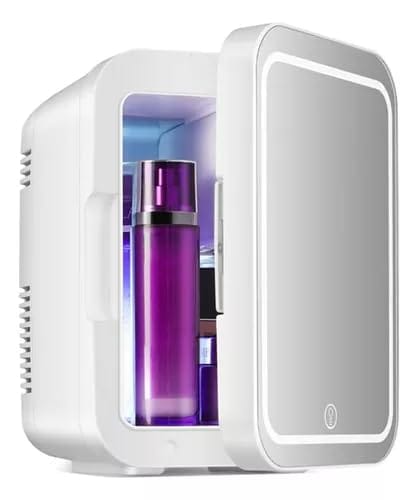 Geladeira Portátil para Maquiagem, Mini Refrigerado com Espelho, 40DB Ultra Silencioso, Controle por Toque, 10h de Resfriamento Contínuo, Ideal para Quarto, Salão e Carro