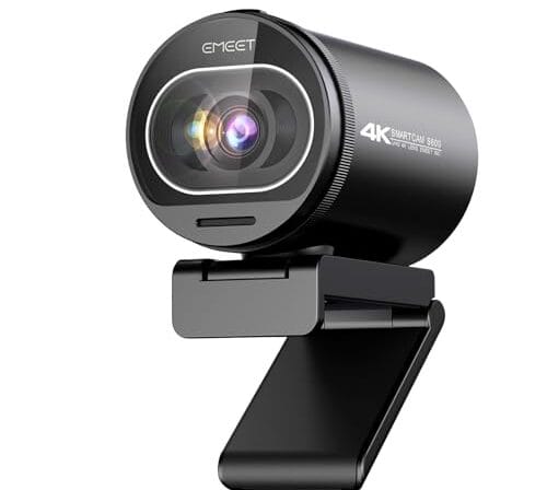 EMEET Webcam 4K, webcam S600 com, 2 microfones de redução de ruído, FOV ajustável de 40° a 73°, foco automático PDAF, capa de privacidade integrada, câmera de streaming para jogos, chamadas de (S600)