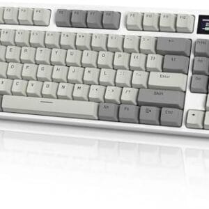 ATTACK SHARK K86 Teclado mecânico sem fio RGB para jogos, teclado com fio 2.4 GHz/BT5.0/USB-C, Layout 75% TKL com tela colorida TFT HD de 1.2'' e botão CNC, interruptor linear TTC Hot-Swap(Cinza)