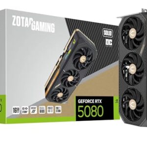 ZOTAC Placa gráfica para jogos GeForce RTX 5080 Solid OC DLSS 4 16GB GDDR7 256-bit 30 Gbps PCIE 5.0 Gaming, IceStorm 3.0 Advanced Cooling, Spectra 2.0 ARGB Lighting, ZT-B50800J-10P