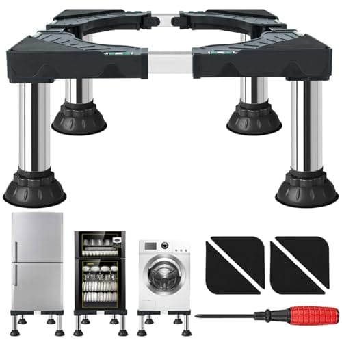 Mini suporte de geladeira resistente base ajustável universal (20,8 cm - 23,4 cm de altura) com 4 pés fortes, suporte ideal para lavadora e secadora para aparelhos de 40 a 61 cm. Plataforma de