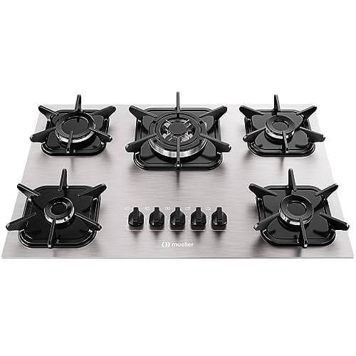 Cooktop Mueller 5 Bocas de Alumínio com Queimador Tripla Chama MCG5BK