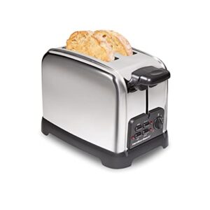 Hamilton Beach 22782 Toaster with Wide Slots, Sure-Toast Technology, Bagel & Defrost Settings, Auto Boost to Lift Smaller Breads, 2 Slice, Polished Stainless Steel