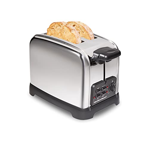 Hamilton Beach 22782 Toaster with Wide Slots, Sure-Toast Technology, Bagel & Defrost Settings, Auto Boost to Lift Smaller Breads, 2 Slice, Polished Stainless Steel