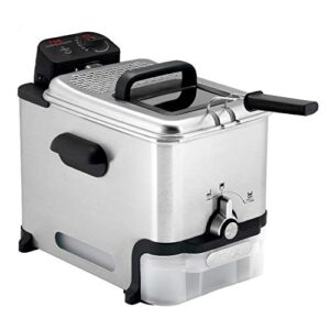 T-fal Fritadeira profunda com cesta, aço inoxidável, fritadeira fácil de limpar, filtragem de óleo, 1,2 kg, prata, modelo FR8000