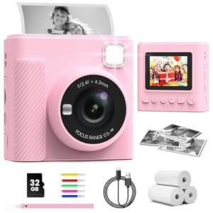 TIATUA Câmera De Impressão Instantânea Infantil, Presentes De Natal E Aniversário Para Meninos E Meninas, Câmera Digital Infantil De Vídeo Hd 1080P Com Papel Para Impressão E Cartão 32G, Brinquedo