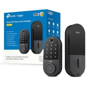 TP-Link Tapo DL110 Fechadura de porta inteligente | Entrada sem chave, reconhecimento de impressões digitais, teclado sensível ao toque e monitoramento no aplicativo com acesso programado | Bateria