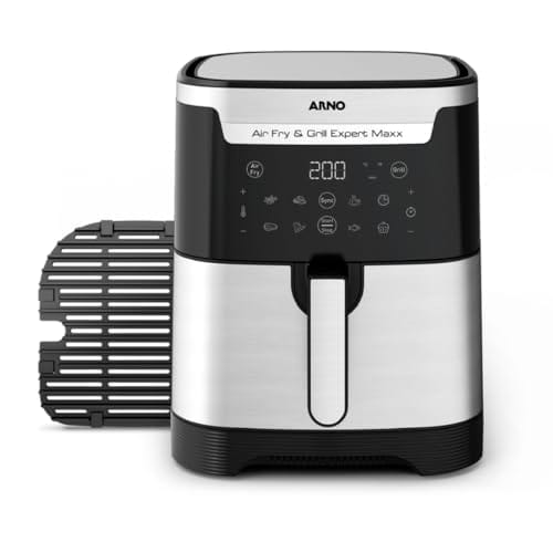 Fritadeira sem Óleo e Grill Arno Airfry & Grill Expert Maxx Digital 6,5L AFD6, 1680W, Inox e Preta, 8 Programas, Divisória e Função SYNC, 2 em 1 para Fritar e Grelhar, 220V