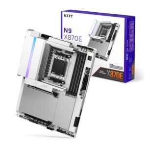 NZXT Placa mãe N9 X870E - AMD ATX Gaming Wi-Fi 7 com cobertura completa e RGB - branca