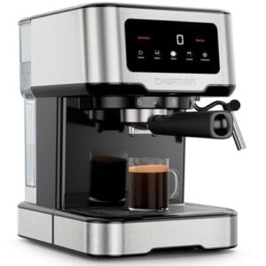 Chefman Máquina de café expresso CraftBrew, máquina de café expresso digital com bomba de 15 bar com varinha de vapor para latte e cappuccino, máquina de café expresso compacta com reservatório de