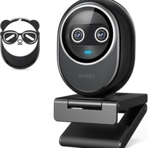 EMEET Piko+ Webcam 4K, sensor de 1/2,55'', 3 microfones e 3 modos de som, capa de privacidade magnética Panda, USB C-C&C-A, ideal para streamers ao vivo e criadores de conteúdo