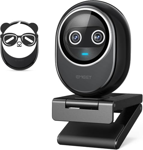 EMEET Piko+ Webcam 4K, sensor de 1/2,55'', 3 microfones e 3 modos de som, capa de privacidade magnética Panda, USB C-C&C-A, ideal para streamers ao vivo e criadores de conteúdo