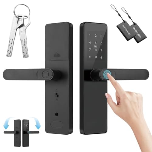 Fechadura Inteligente Biométrica, Fechadura digital avançada com impressão digital - 4 maneiras de desbloqueio, senha virtual, travamento automático, alarme de violação e cilindro de grau C