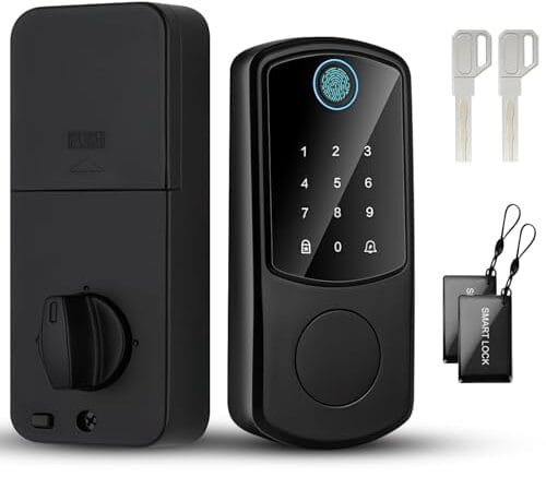 Fechadura inteligente, quatro em um (impressão digital + senha + cartão IC + chave mecânica), travamento automático, fonte de alimentação de emergência USB, campainha, navegação por voz