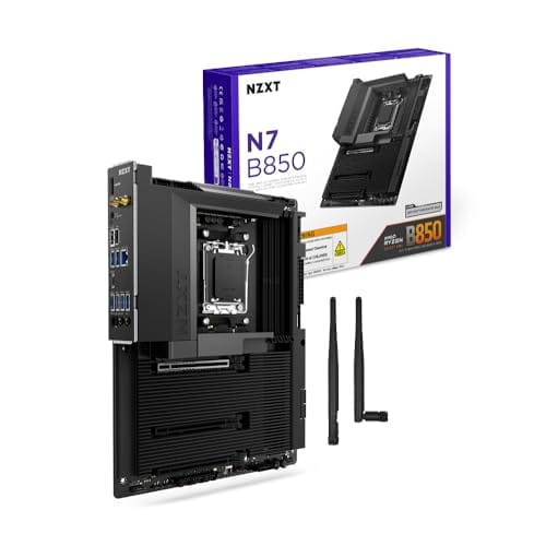NZXT Placa mãe para jogos N7 B850 - AMD B850 AM5 ATX para Ryzen 9000/8000/7000-16+2+1, DDR5, 3X M.2, PCIe 5.0, Wi-Fi 6E, LAN de 2,5 GbE - NVME M.2 com trava de liberação rápida - Capa completa - Preto