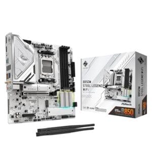 ASRock Placa mãe B850M Steel Legend WiFi Micro-ATX AM5: Ryzen 9000/8000/7000, DDR5 8000+ OC, PCIe 5.0 x16, WiFi 7, 3X M.2 (1x Gen5), USB 3.2 Gen2 Type-C, BIOS Flashback