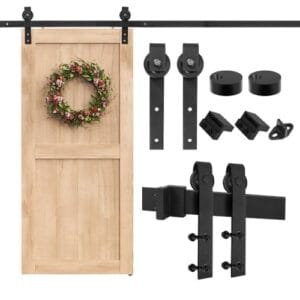 Kit de Trilhos para Porta de Correr 1,8M - Feito Em Aço Carbono, Barn Door Slide Set, Trilho de Porta Resistente, Guia de Porta de Celeiro Silencioso, Metal de Aço Carbono Engrossado（140KG）