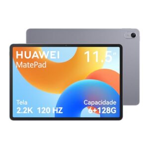Tablet, HUAWEI MatePad 11.5 New, Wifi 6+128GB, Tela FullView de 11.5”2.2K 120 Hz, Câmera Traseira 13 MP, Câmera Frontal 8 MP, Bateria de 7700 mAh, Cinza Espacial