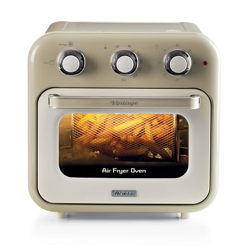 Ariete Fritadeira e forno vintage 4632, 1400 W, 2 em 1, capacidade de 16 l, incluindo acessórios, temporizador de 60 minutos, vidro duplo, bege