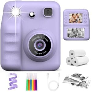 Câmera infantil com impressão instantânea, câmera digital de selfie com vídeos 1080p, câmeras de viagem portáteis para crianças de 3, 4, 5, 6, 7, 8 e 9 anos de idade, meninos e meninas