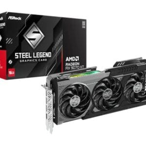 Placa de Vídeo ASRock RX 9070 XT Steel Legend Dark – 16GB GDDR6, RDNA 3, Ray Tracing, PCIe 4.0, Triple Fan – 90-GA5VZZ-00UANF