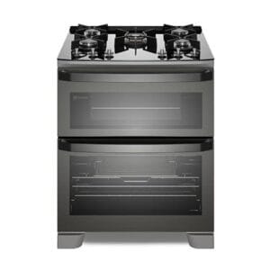 Fogão 5 bocas Electrolux Cinza Expert com Duplo Forno, Função Air fryer e Mesa de Vidro (FE5AD) 220V