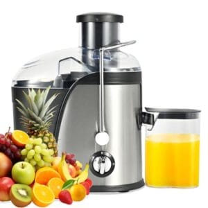 Espremedor de Laranja 600ml com Peneira Inox 304 - Centrífuga de Alimentos 2 Velocidades, Boca Grande 6.5cm, Copo para Sucos e Papinhas, Base Antiderrapante - ILID (350W, 220V)
