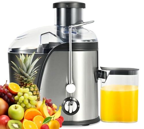 Espremedor de Laranja 600ml com Peneira Inox 304 - Centrífuga de Alimentos 2 Velocidades, Boca Grande 6.5cm, Copo para Sucos e Papinhas, Base Antiderrapante - ILID (350W, 220V)