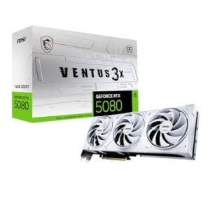 MSI Placa de vídeo para jogos NVIDIA GeForce RTX 5080 16G VENTUS 3X OC WHITE GDDR7 256bit, Boost Clock até 2655 MHz, PCIe Gen 5, DLSS 4, DP 2.1 x 3, HDMI 2.1 x 1, SFF Ready
