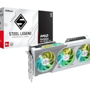 ASRock Placa gráfica Radeon RX 9060 XT Steel Legend 16 GB GDDR6 OC | Boost de 3275 MHz | Ventilador triplo | Resfriamento 0dB | Placa traseira de metal | PCIe 5.0 | DisplayPort 2.1a, HDMI 2.1b
