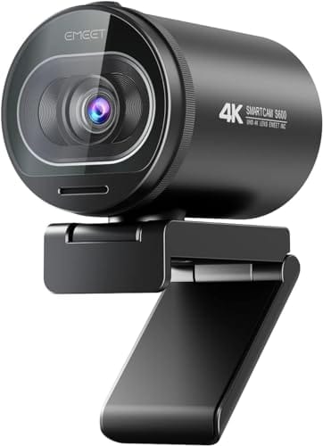 Webcam 4K com microfone, Webcam EMEET S600 Ultra HD 60FPS para transmissão com foco automático, capa de privacidade integrada, webcam USB 88°, ideal para jogos/ensino online/chamadas