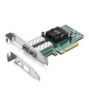10Gtek Placa de rede PCI-E NIC de 10 GB, porta SFP+ dupla, com controlador Intel 82599ES, adaptador LAN Ethernet PCI Express compatível com Windows Server/Linux/VMware, Compare com Intel X520-DA2