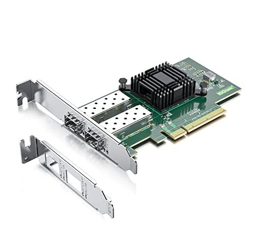 10Gtek Placa de rede PCI-E NIC de 10 GB, porta SFP+ dupla, com controlador Intel 82599ES, adaptador LAN Ethernet PCI Express compatível com Windows Server/Linux/VMware, Compare com Intel X520-DA2
