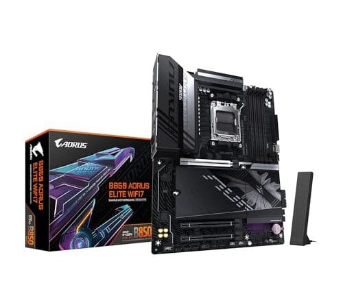 GIGABYTE Placa-mãe B850 AORUS Elite WIFI7 AMD AM5 LGA 1718, ATX, DDR5, 3X M.2, PCIe 5.0, USB-C, WIFI7, LAN 2,5GbE, EZ-Latch, Garantia de 5 anos