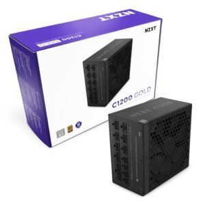 NZXT C1200 Gold ATX 3.1 - Fonte de alimentação para jogos de PC totalmente modular de baixo ruído - 1200 Watts - 80 Plus Gold - Conector 12V-2x6 - Modo Zero Fan - Capacitores 100% japoneses - Preto