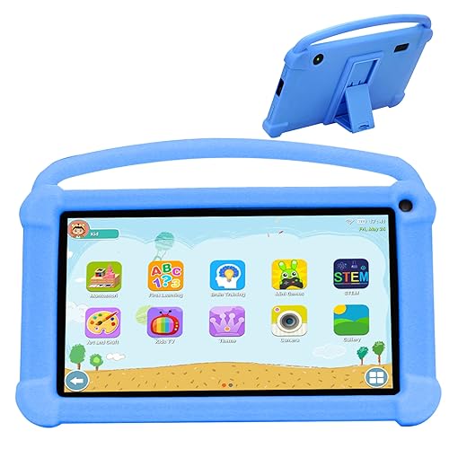 Tablet infantil, tablet de 7 polegadas para crianças, tablet Android infantil de 16 GB, suporte para expansão de 128 GB, tablet WiFi pré-instalado e controle dos pais, aprendizagem, educação, câmera